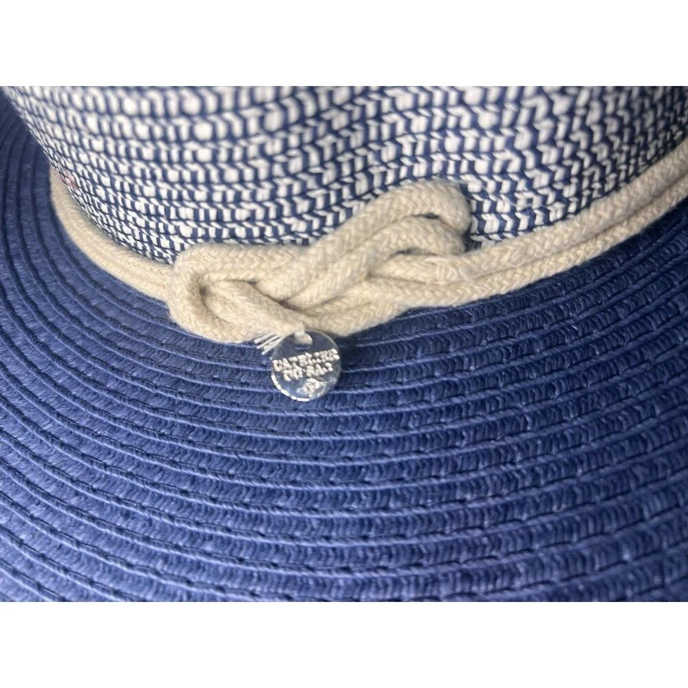 L’Atelier Du Sac Made in Italy Blue White Paper Straw Wide Brim Sun Hat